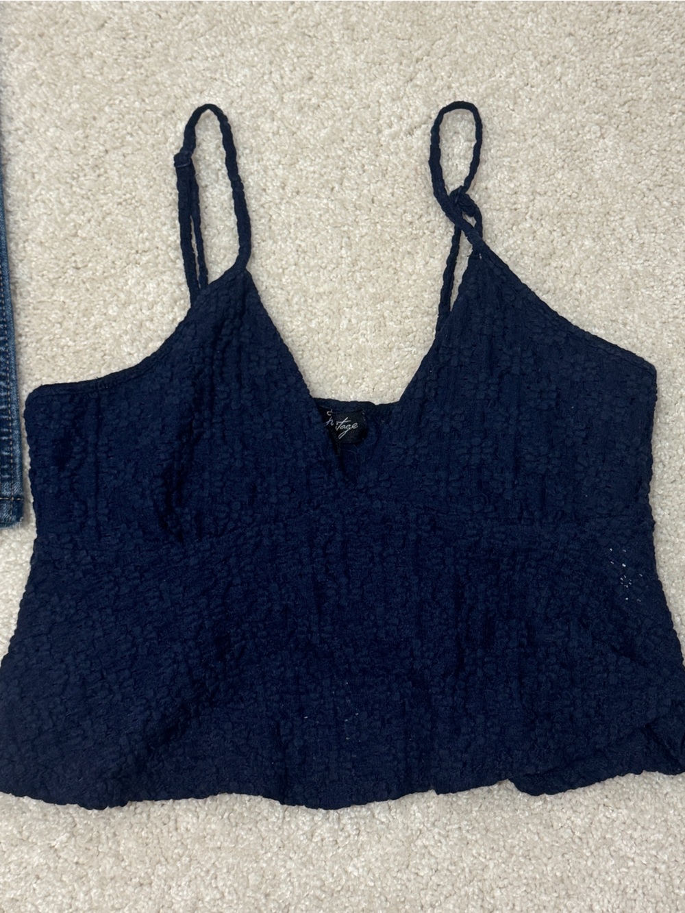 Urban Planet Navy Blue Textured Cami Top